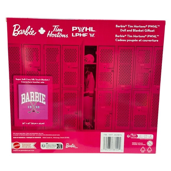 Tim Hortons Box Set PWHL Barbie Hockey Player Doll & Blanket Blonde New Ltd Ed - Picture 2 of 10